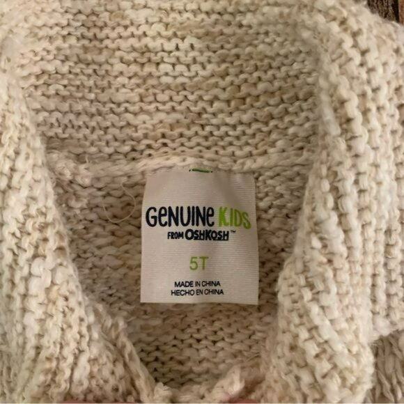 Oshkosh genuine kids button up cardigan with pom poms in cream -5T - Picture 3 of 5